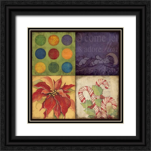 Holiday Patch I Black Ornate Wood Framed Art Print with Double Matting by Marrott, Stephanie