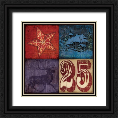 Holiday Patch II Black Ornate Wood Framed Art Print with Double Matting by Marrott, Stephanie