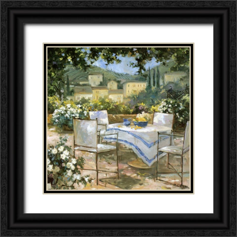 Tuscany Terrace Black Ornate Wood Framed Art Print with Double Matting by Stevens, Allayn