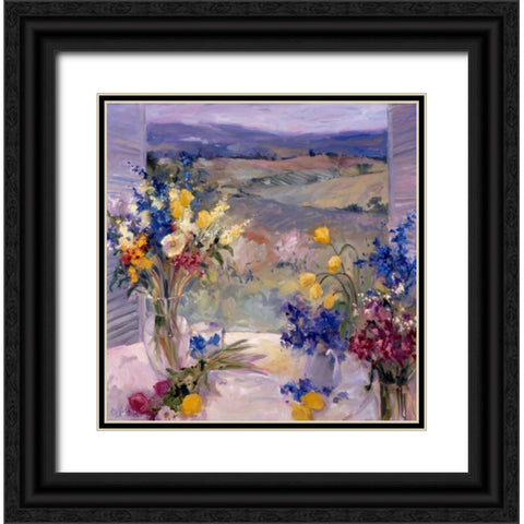 Tuscany Floral Black Ornate Wood Framed Art Print with Double Matting by Stevens, Allayn