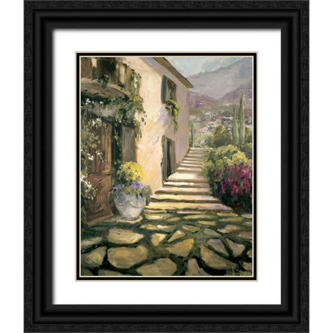 Sunlit Villa II Black Ornate Wood Framed Art Print with Double Matting by Stevens, Allayn