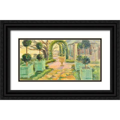 Villa Walkway Black Ornate Wood Framed Art Print with Double Matting by Stevens, Allayn