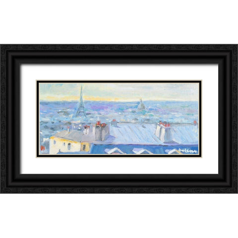 Paris View Black Ornate Wood Framed Art Print with Double Matting by Stevens, Allayn