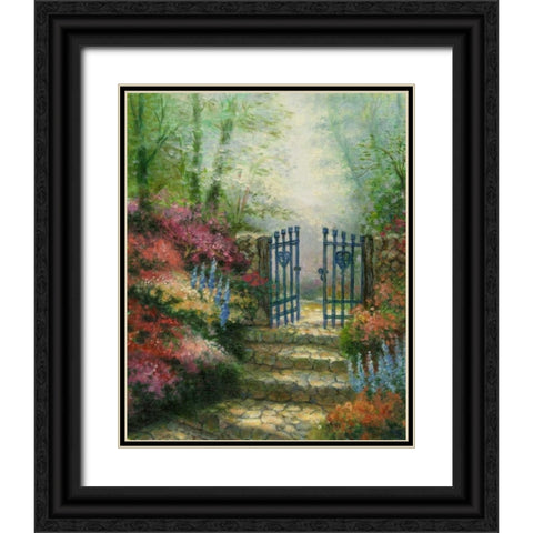 Garden Gateway Black Ornate Wood Framed Art Print with Double Matting by Chin, Art