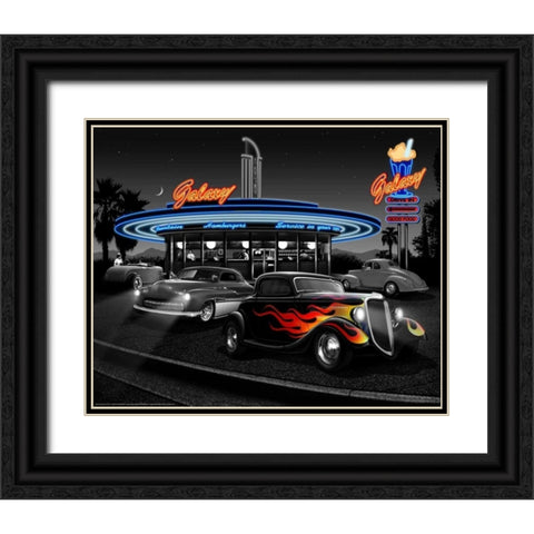 Galaxy Diner Black Ornate Wood Framed Art Print with Double Matting by Flint, Helen