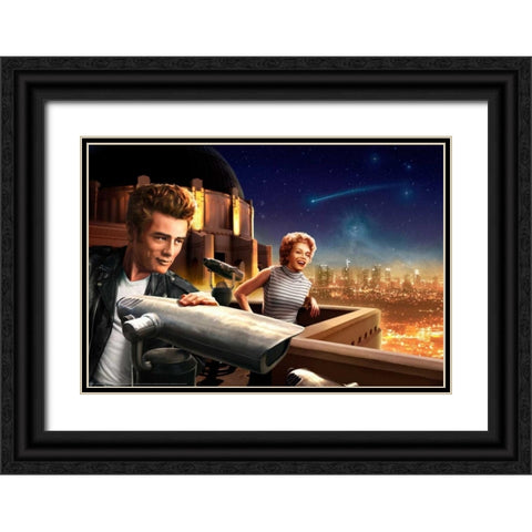 Starry Night Black Ornate Wood Framed Art Print with Double Matting by Brando, JJ