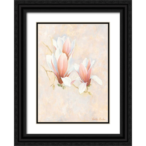Magnolia 2-3 Black Ornate Wood Framed Art Print with Double Matting by Boucher, Nathalie