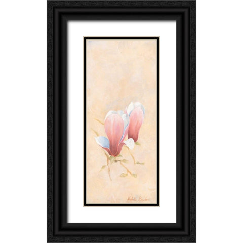 Pink magnolia 3-3 Black Ornate Wood Framed Art Print with Double Matting by Boucher, Nathalie