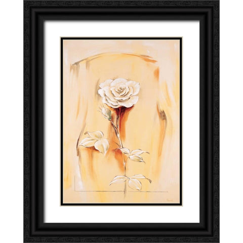 Rose Black Ornate Wood Framed Art Print with Double Matting by Renee