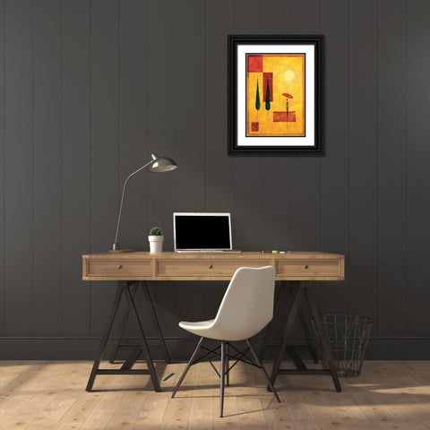 Umbrella II Black Ornate Wood Framed Art Print with Double Matting by Renee