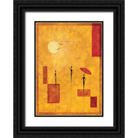 Umbrella III Black Ornate Wood Framed Art Print with Double Matting by Renee