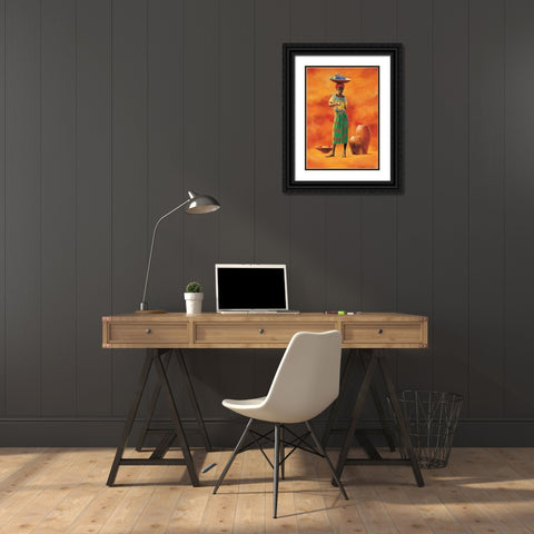 African beauty 2-3 Black Ornate Wood Framed Art Print with Double Matting by Renee