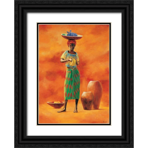 African beauty 2-3 Black Ornate Wood Framed Art Print with Double Matting by Renee