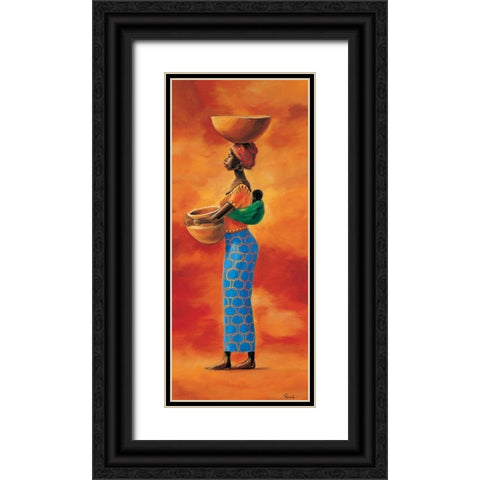 African beauty 3-3 Black Ornate Wood Framed Art Print with Double Matting by Renee