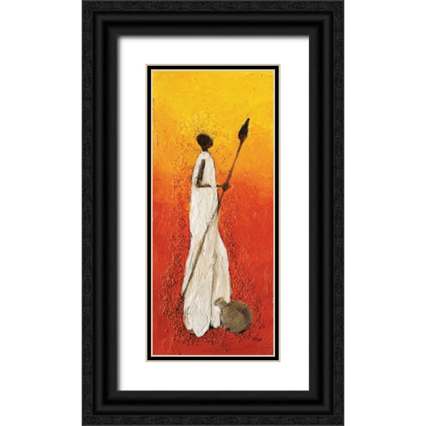 African fighter 1-3 Black Ornate Wood Framed Art Print with Double Matting by Hedy