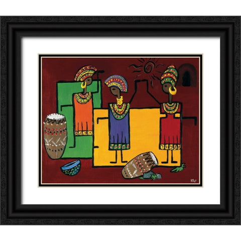 Colorful Africa II Black Ornate Wood Framed Art Print with Double Matting by Hedy