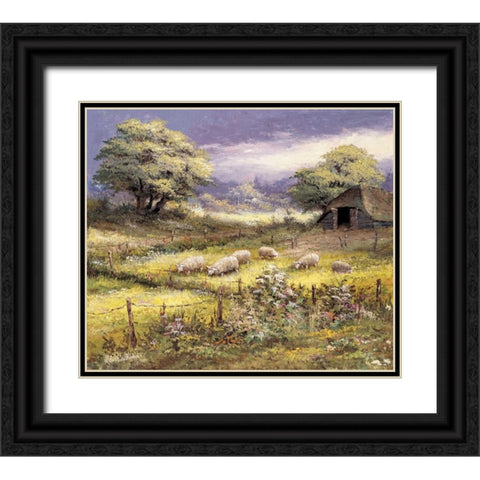 Sheep Black Ornate Wood Framed Art Print with Double Matting by Withaar, Reint