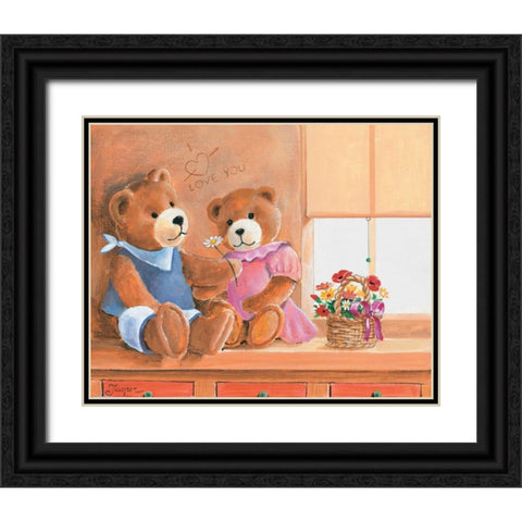 Mrs. And Mr. Bear I Black Ornate Wood Framed Art Print with Double Matting by Jasper