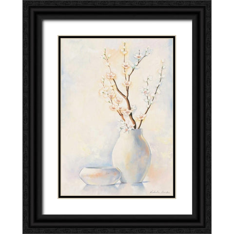 White vase I Black Ornate Wood Framed Art Print with Double Matting by Boucher, Nathalie