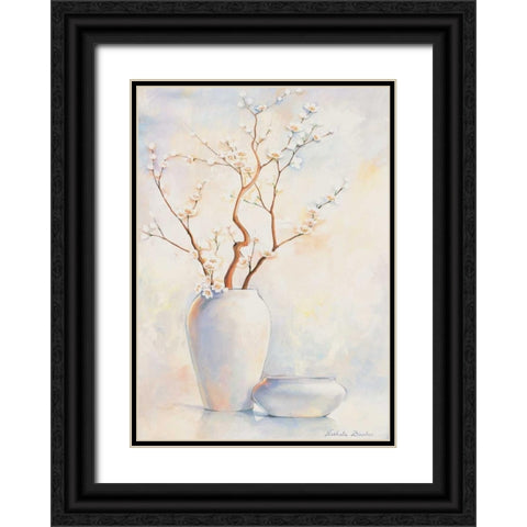 White vase II Black Ornate Wood Framed Art Print with Double Matting by Boucher, Nathalie