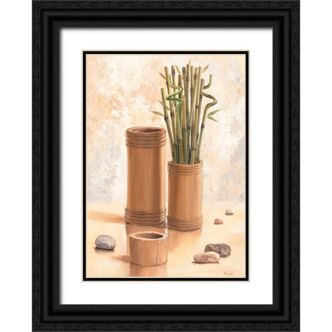 Zen bamboo I Black Ornate Wood Framed Art Print with Double Matting by Renee