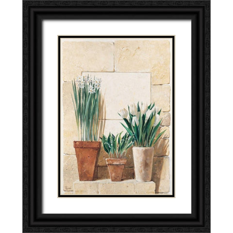 Three in a row Black Ornate Wood Framed Art Print with Double Matting by Renee