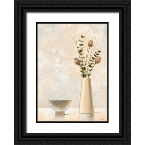 Vase and bowl I Black Ornate Wood Framed Art Print with Double Matting by Renee