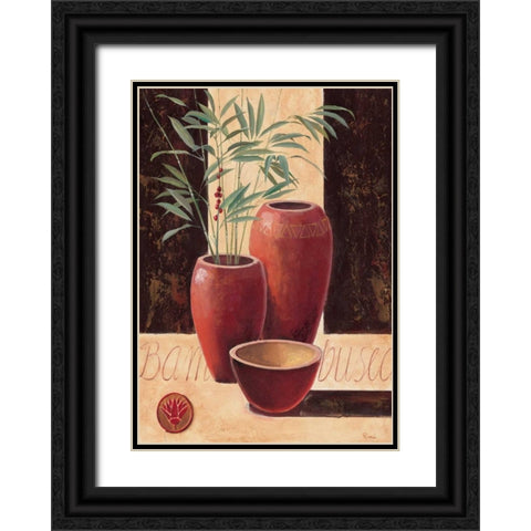 Bambuseo Black Ornate Wood Framed Art Print with Double Matting by Renee