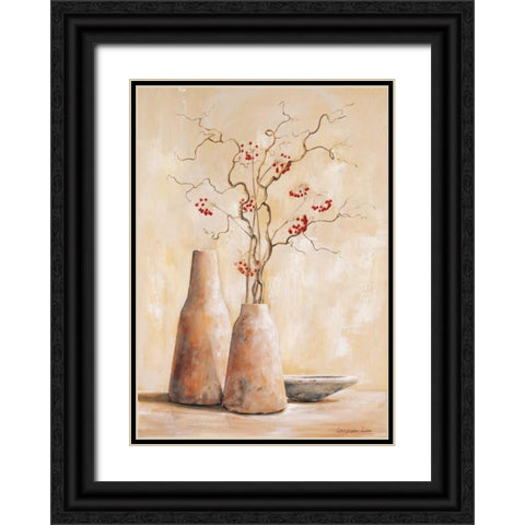 Red berries III Black Ornate Wood Framed Art Print with Double Matting by Lien, Christopher