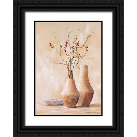 Red berries IV Black Ornate Wood Framed Art Print with Double Matting by Lien, Christopher