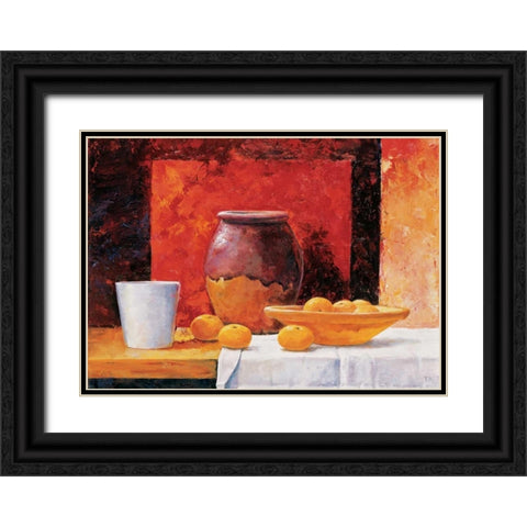 Stillife in red I Black Ornate Wood Framed Art Print with Double Matting by Nauts, Frans