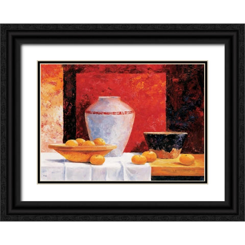 Stillife in red II Black Ornate Wood Framed Art Print with Double Matting by Nauts, Frans