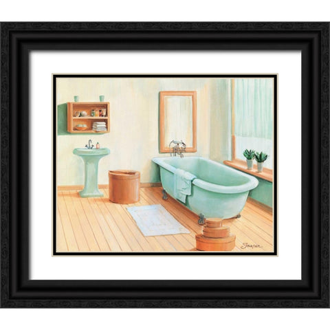 Bathroom in green I Black Ornate Wood Framed Art Print with Double Matting by Jasper