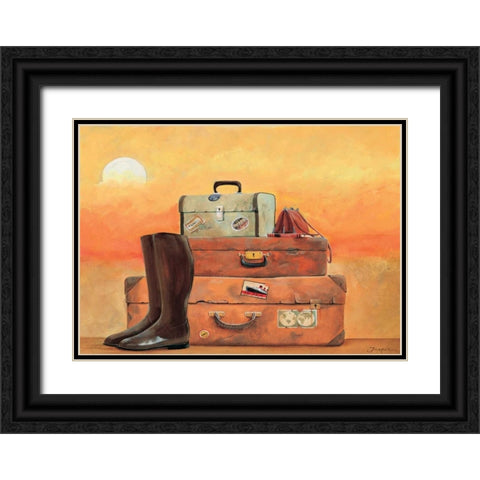 Travel I Black Ornate Wood Framed Art Print with Double Matting by Jasper