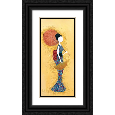 Japanese lady I Black Ornate Wood Framed Art Print with Double Matting by Hedy