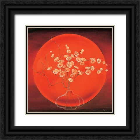 Vase in circle I Black Ornate Wood Framed Art Print with Double Matting by Leijs, Karin