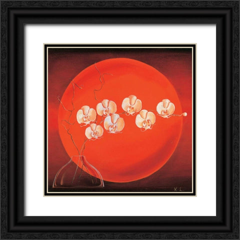 Vase in circle II Black Ornate Wood Framed Art Print with Double Matting by Leijs, Karin