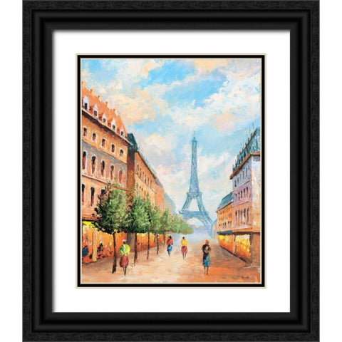 Paris I Black Ornate Wood Framed Art Print with Double Matting by Renee