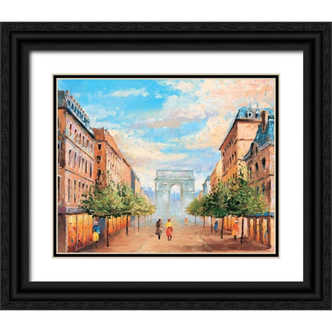 Paris III Black Ornate Wood Framed Art Print with Double Matting by Renee