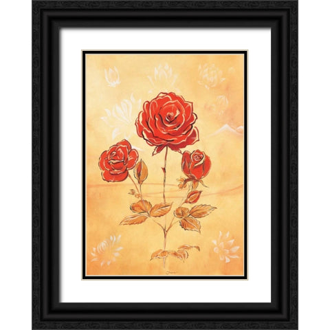 Three reds II Black Ornate Wood Framed Art Print with Double Matting by Jasper
