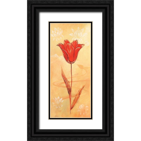 Single red II Black Ornate Wood Framed Art Print with Double Matting by Jasper