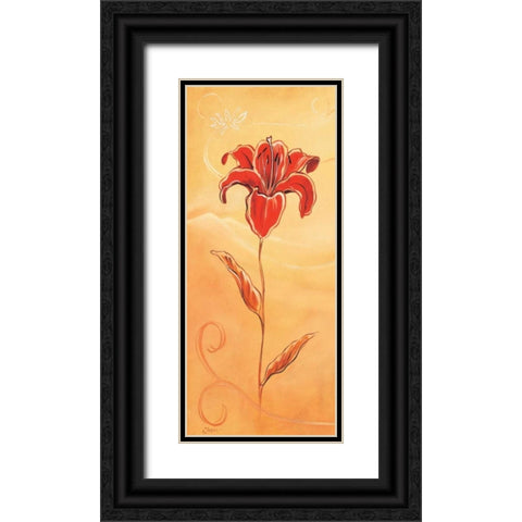Single red IV Black Ornate Wood Framed Art Print with Double Matting by Jasper