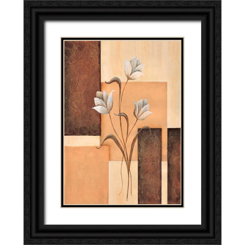 Tulips on blocks II Black Ornate Wood Framed Art Print with Double Matting by Hedy