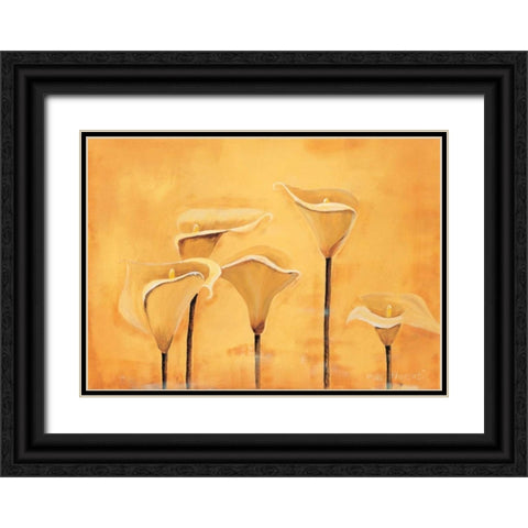 Calla on yellow Black Ornate Wood Framed Art Print with Double Matting by Florenti, Isa