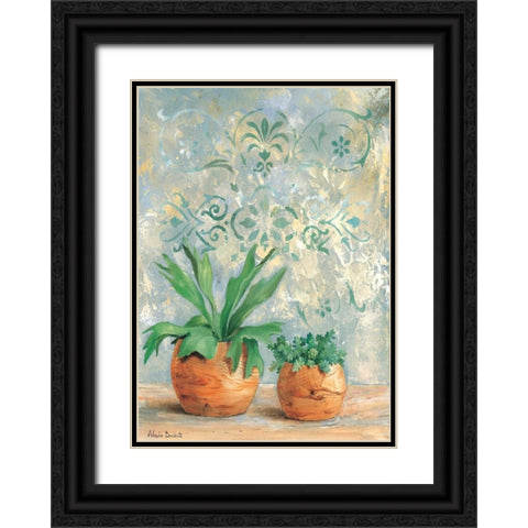 Green plants I Black Ornate Wood Framed Art Print with Double Matting by Dubois, Alain