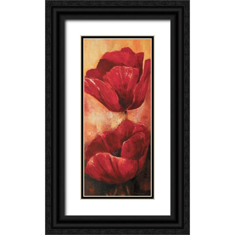 Poppies I Black Ornate Wood Framed Art Print with Double Matting by Lotus, Lenna