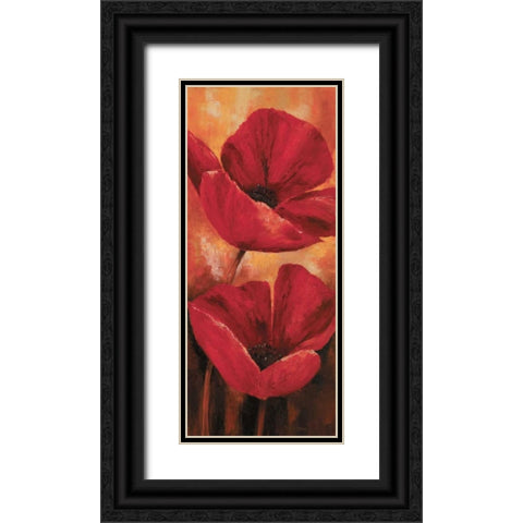 Poppies II Black Ornate Wood Framed Art Print with Double Matting by Lotus, Lenna