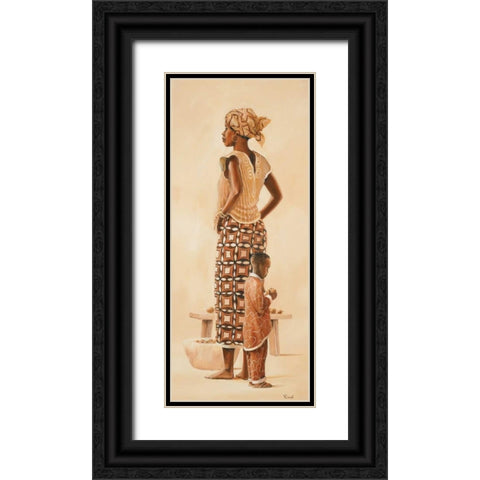 African family III Black Ornate Wood Framed Art Print with Double Matting by Renee
