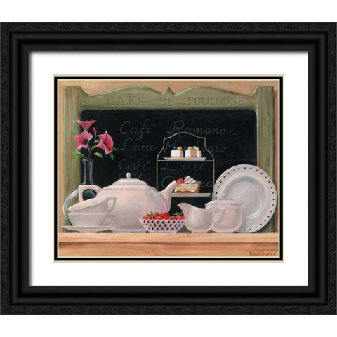 Cafe de Toulouse Black Ornate Wood Framed Art Print with Double Matting by Butler, Peter