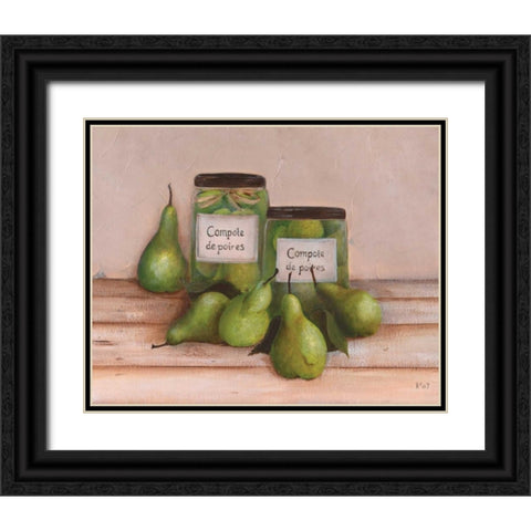 Pears Black Ornate Wood Framed Art Print with Double Matting by Hedy